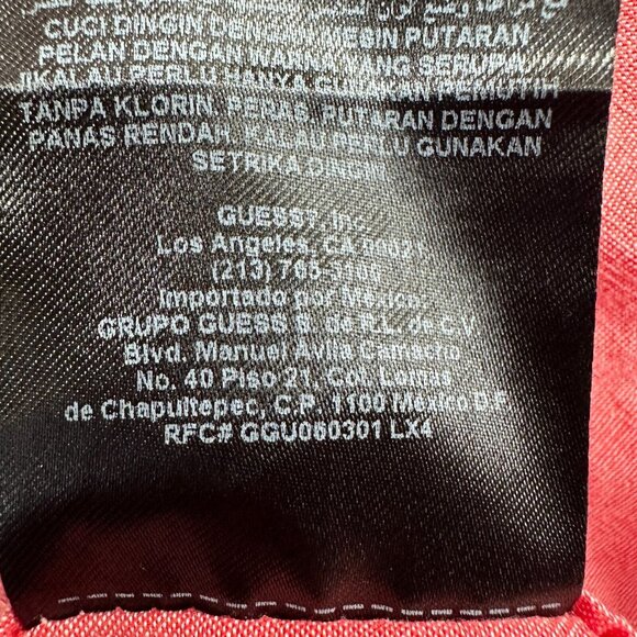 Guess Mens Shirt Extra Large Brick Red 100% Cotton Button‎ Front Long Sleeve - Picture 11 of 14